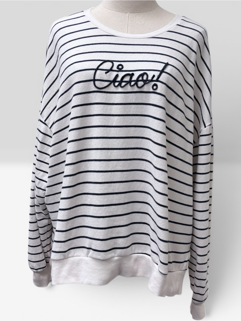 *NWOT* Striped 'Ciao!' Pullover Sweater